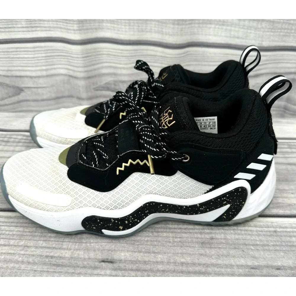 ADIDAS D.O.N. ISSUE #3 GOLD METAL BASKETBALL SHOES - WHITE‎ BLACK GOLD - MEN 8.5
